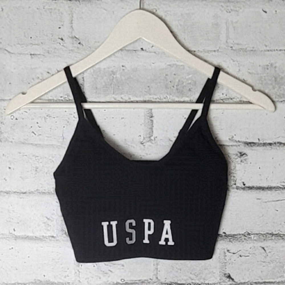 U.S. Polo Assn. Black Sports Bra Women’s Medium Athletic Logo